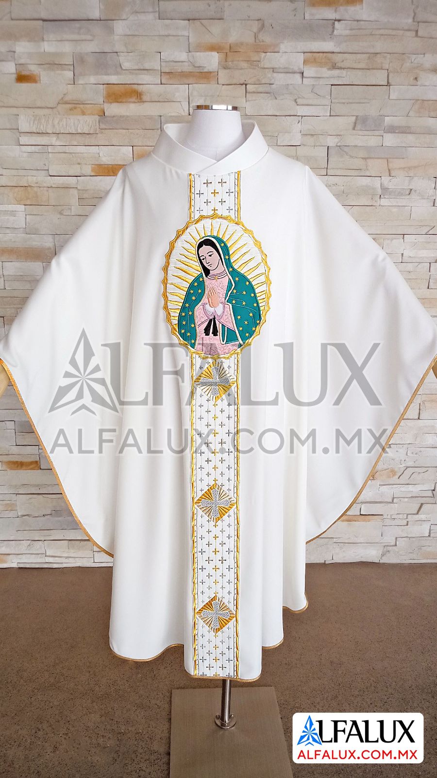 16 MAGNUS Casulla Alfalux Perla Central Medallon Virgen 23